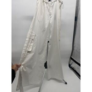 Jaded London Baggy Parachute Pants White Strappy Y2K Streetwear Size 6 Women